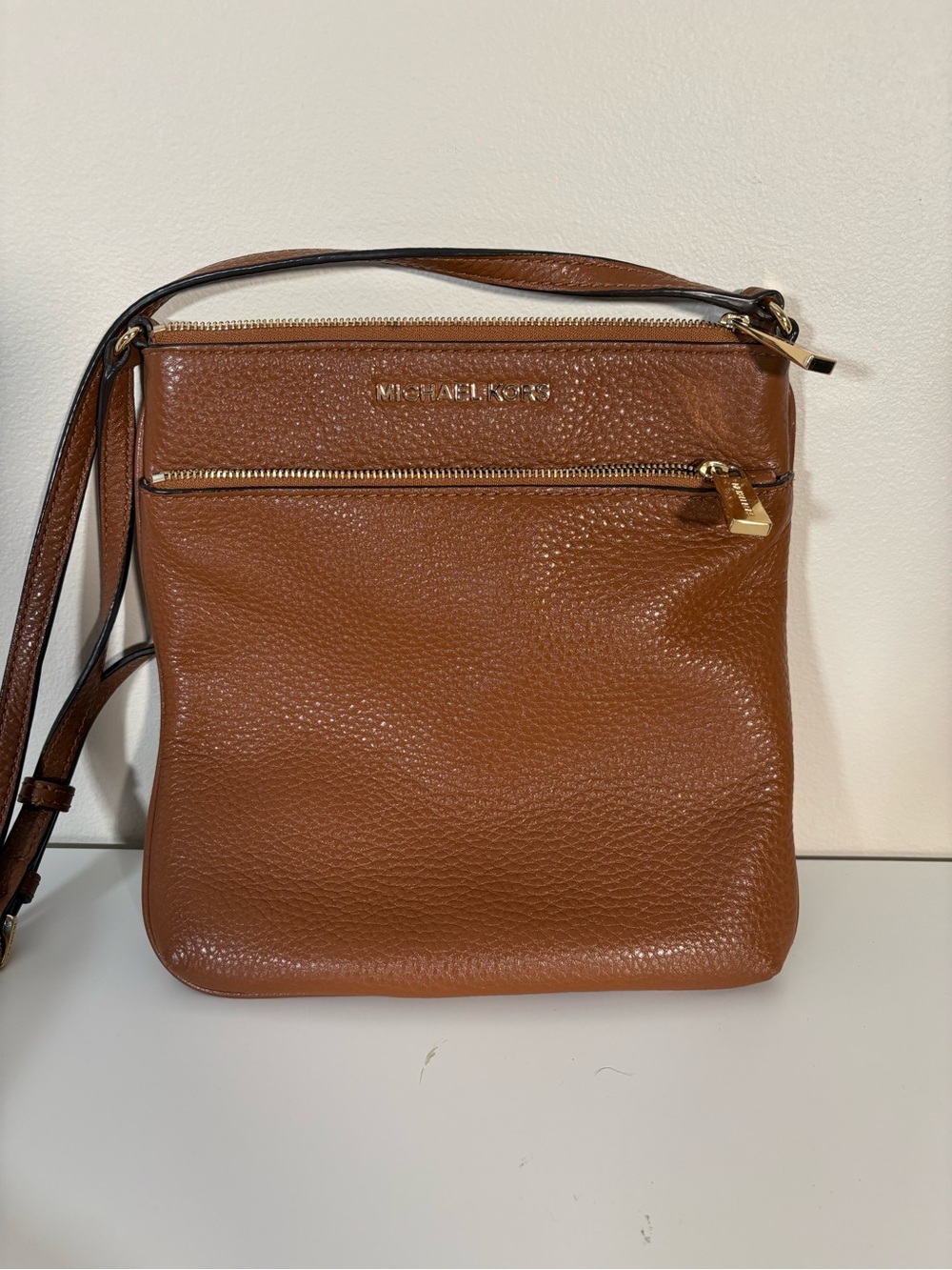 Michael Kors Brown Pebbled Leather Crossbody with Gold Hardware - Picture 2 of 5